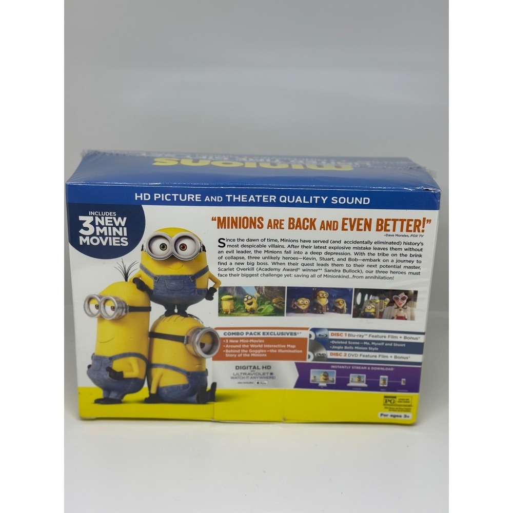 NIB Minions Blu-ray DVD Gift Set 3 Mini Movies + Water Bottle Walmart Exclusive - Picture 5 of 7